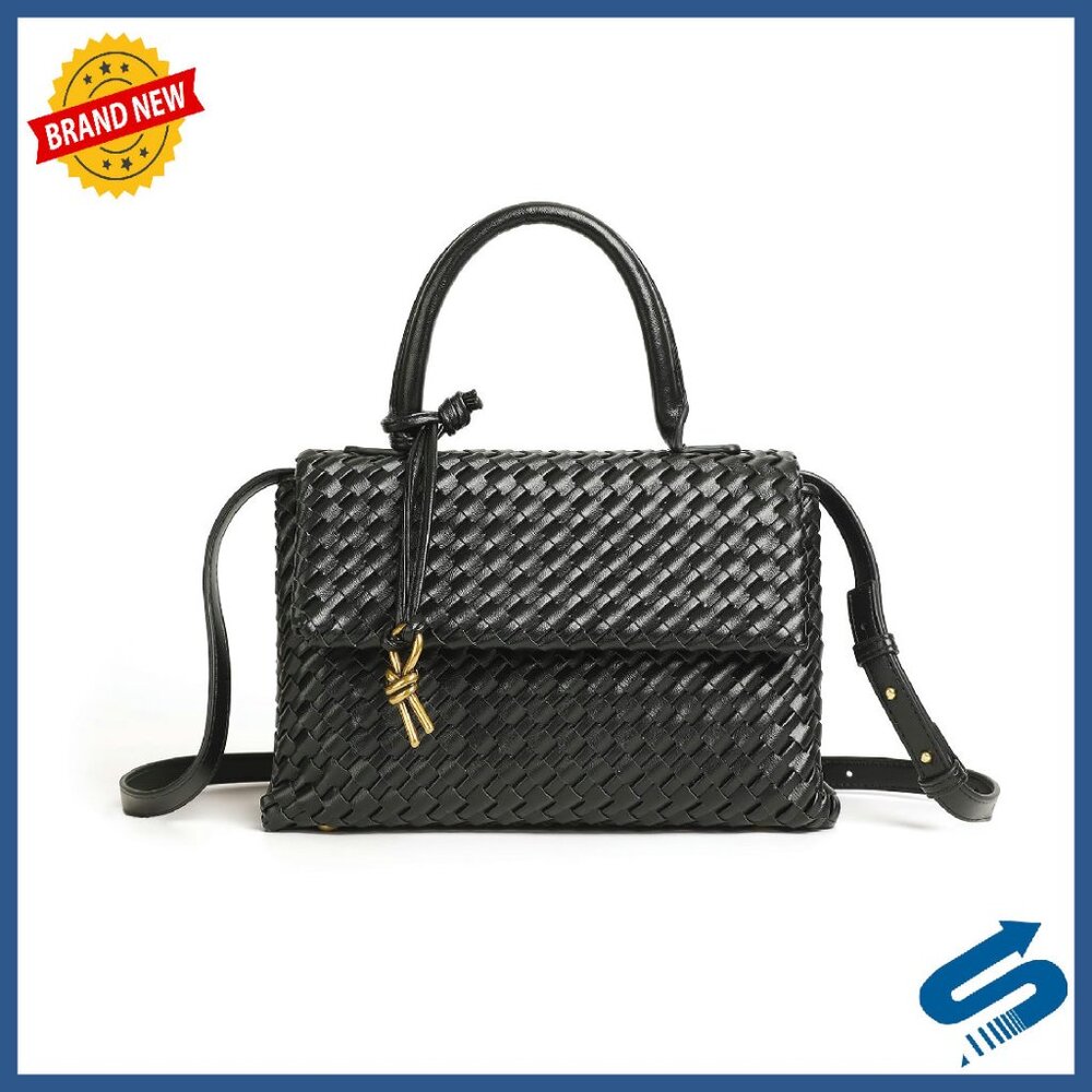 Handmade Woven Crossbody Satchel Purse With Top Handle & Adjustable Strap